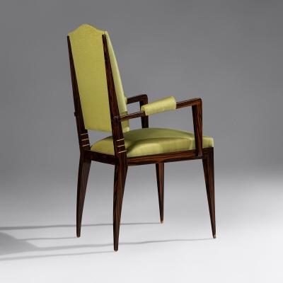 Maison Dominique Pair of Art Deco Macassar Ebony Armchairs By Maison Dominique