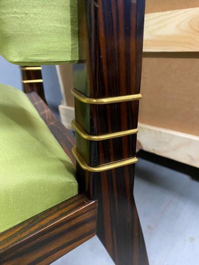 Maison Dominique Pair of Art Deco Macassar Ebony Armchairs By Maison Dominique