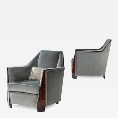 Maison Dominique Pair of Art Deco Rosewood Lounge Chairs in the Manner of Maison Dominique