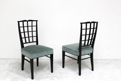 Maison Dominique SET OF 10 FINE FRENCH ART DECO BLACK LACQUERED CHAIRS BY DOMINIQUE