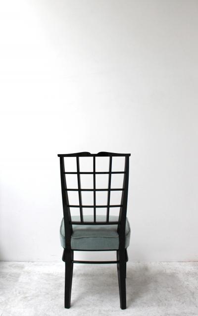 Maison Dominique SET OF 10 FINE FRENCH ART DECO BLACK LACQUERED CHAIRS BY DOMINIQUE