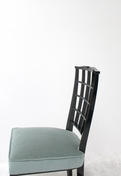 Maison Dominique SET OF 10 FINE FRENCH ART DECO BLACK LACQUERED CHAIRS BY DOMINIQUE
