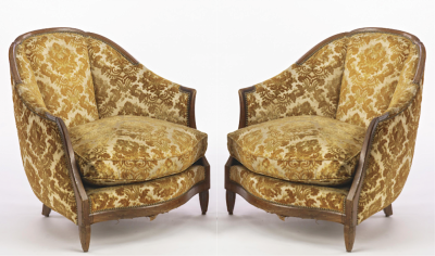 Maison Dominique maison Dominique early art deco pair of comfy club chairs in vintage condition
