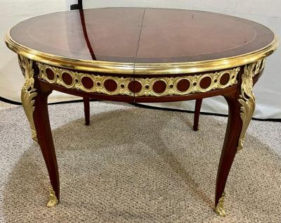 Maison Forest Louis XV Style French Dining Table Bronze Mounted Starburst Top Refinished