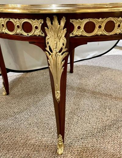 Maison Forest Louis XV Style French Dining Table Bronze Mounted Starburst Top Refinished