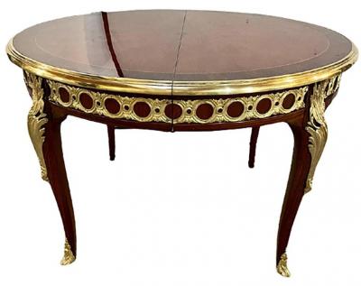 Maison Forest Louis XV Style French Dining Table Bronze Mounted Starburst Top Refinished