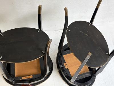 Maison Hirch Pair of bedside tables signed black lacquered with gilt Chinese decoration