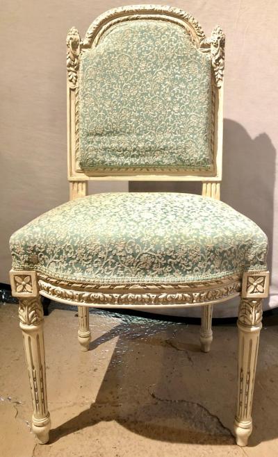 Maison Jansen 12 Paint Decorated Louis XVI Style Side Dining Chairs Finely Carved