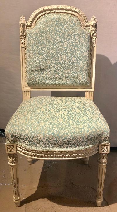 Maison Jansen 12 Paint Decorated Louis XVI Style Side Dining Chairs Finely Carved