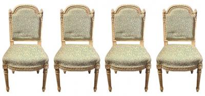 Maison Jansen 12 Paint Decorated Louis XVI Style Side Dining Chairs Finely Carved