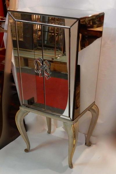 Maison Jansen 1940 Maison Jansen Art Deco Cabinet Adorned with Mirrors