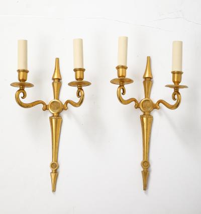 Maison Jansen 1940s pair of bronze sconces attributed to Maison Jansen