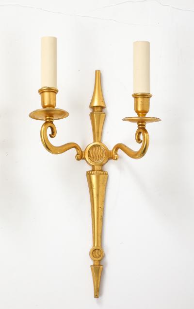 Maison Jansen 1940s pair of bronze sconces attributed to Maison Jansen