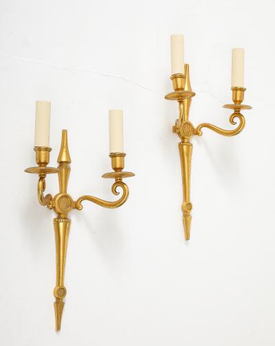 Maison Jansen 1940s pair of bronze sconces attributed to Maison Jansen