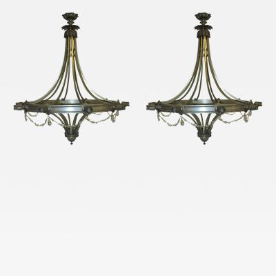 Maison Jansen 1950 Pair of Chandeliers with Ten Lights in the Style of Maison Jansen