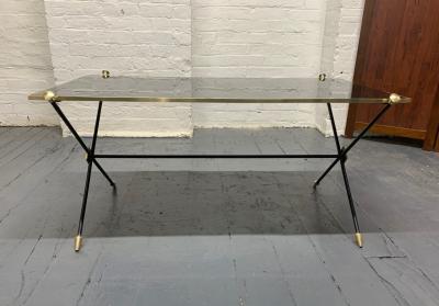 Maison Jansen 1950s Directoire Style Brass and Iron Coffee Table