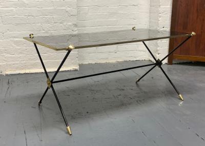 Maison Jansen 1950s Directoire Style Brass and Iron Coffee Table