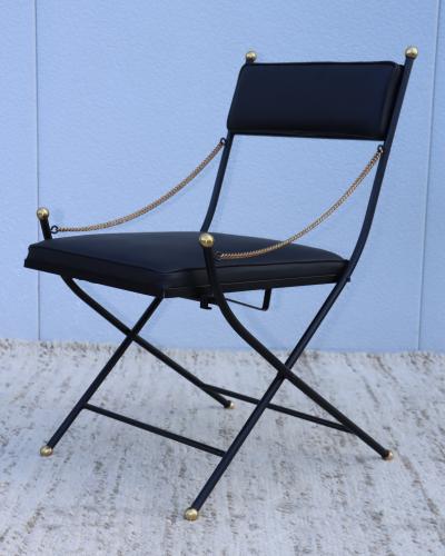 Maison Jansen 1950s French Maison Jansen Style Iron And Brass Folding Chairs