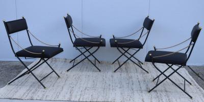 Maison Jansen 1950s French Maison Jansen Style Iron And Brass Folding Chairs
