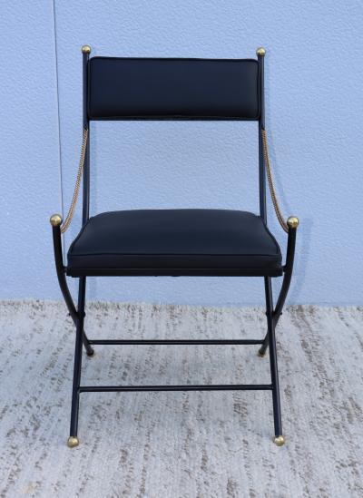 Maison Jansen 1950s French Maison Jansen Style Iron And Brass Folding Chairs