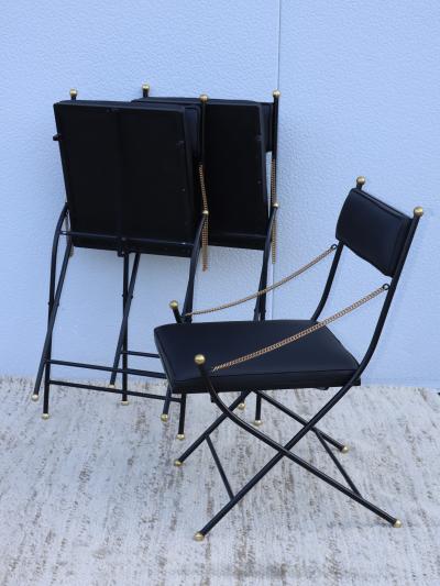 Maison Jansen 1950s French Maison Jansen Style Iron And Brass Folding Chairs
