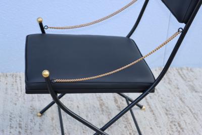 Maison Jansen 1950s French Maison Jansen Style Iron And Brass Folding Chairs