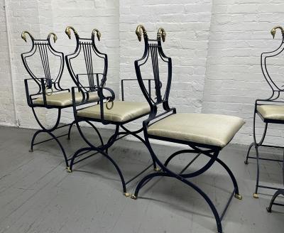 Maison Jansen 1950s Maison Jansen Swan and Lyre Back Chairs