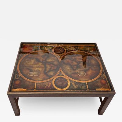Maison Jansen 1960 s Maison Jansen Eglomise World Globe Cocktail Table