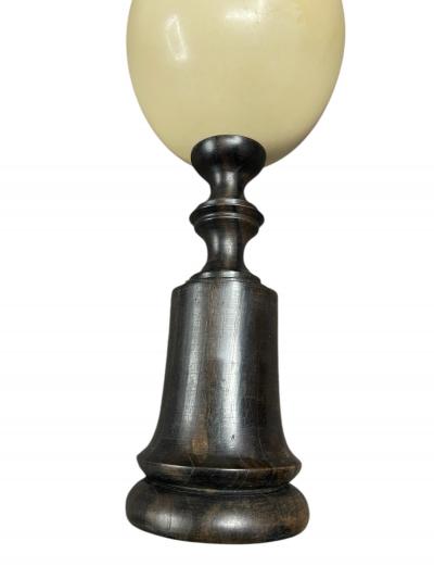 Maison Jansen 1960s Ostrich egg and rosewood table lamp attributed to Maison Jansen