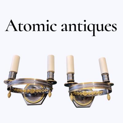 Maison Jansen 1960s Patinated brass sconces by Maison Jansen