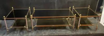 Maison Jansen 1970 Coffee Tables and Pair of Maison Jansen Glass Sofa Ends 103 X 54 X H 49 cm