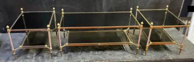 Maison Jansen 1970 Coffee Tables and Pair of Maison Jansen Glass Sofa Ends 103 X 54 X H 49 cm