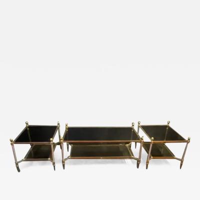 Maison Jansen 1970 Coffee Tables and Pair of Maison Jansen Glass Sofa Ends 103 X 54 X H 49 cm