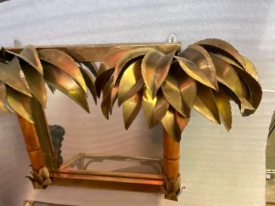 Maison Jansen 1970 Illuminating Palm and Bamboo Tree Mirror in Brass Unique An Original Piece