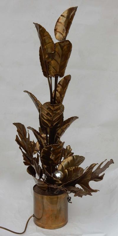 Maison Jansen 1970 Lighting Plant in Brass Maison Jansen 2 Bulbs