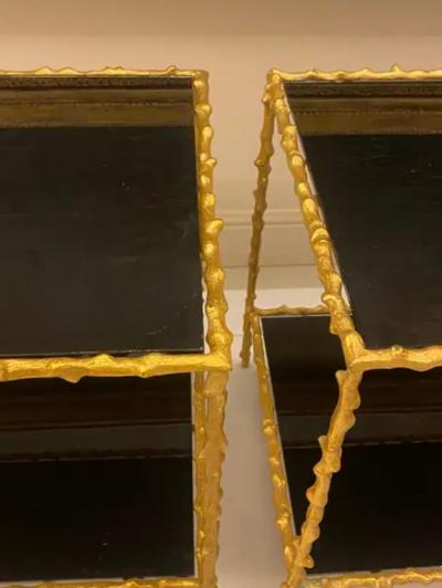 Maison Jansen 1970 Pair Of End Of Sofa In The Style Of Maison Jansen Gilt Bronze 50 X 37