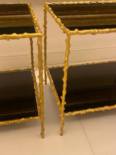 Maison Jansen 1970 Pair Of End Of Sofa In The Style Of Maison Jansen Gilt Bronze 50 X 37