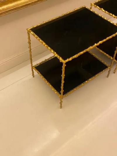 Maison Jansen 1970 Pair Of End Of Sofa In The Style Of Maison Jansen Gilt Bronze 50 X 37