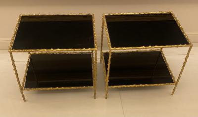 Maison Jansen 1970 Pair Of End Of Sofa In The Style Of Maison Jansen Gilt Bronze 50 X 37