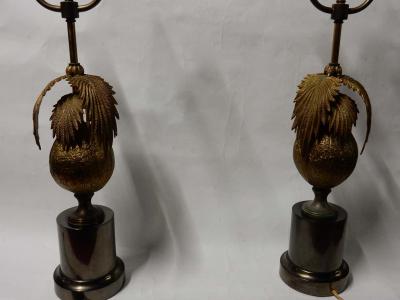 Maison Jansen 1970 Pair of Lamps Palm or Coconut Tree with Coconut Style Jansen or Charles