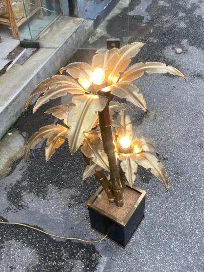 Maison Jansen 1970 Palm Tree Floor Lamp Brass By Barbier Maison Jansen 3 Heads H 100 cm