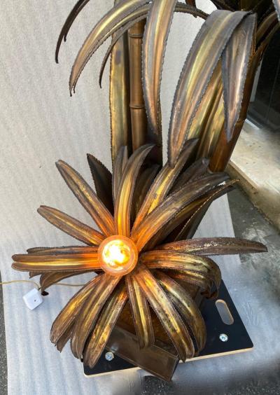 Maison Jansen 1970 Palm Tree Floor Lamp in Brass Maison Jansen 3 Heads In The Style Brutalist