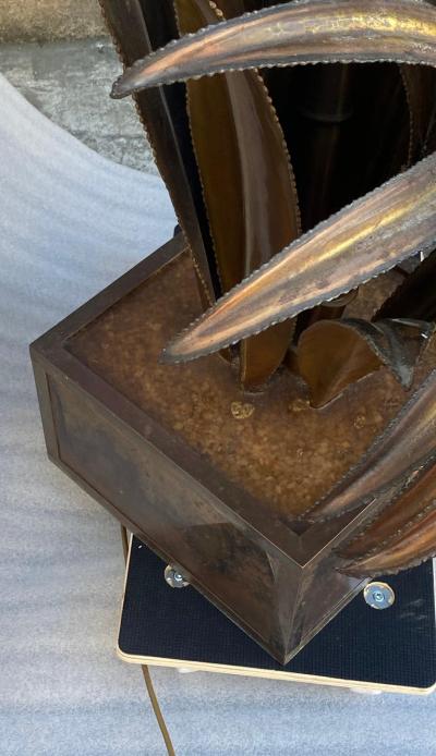 Maison Jansen 1970 Palm Tree Floor Lamp in Brass Maison Jansen 3 Heads In The Style Brutalist