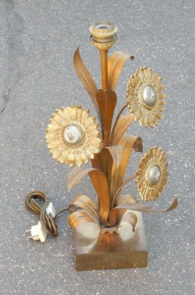 Maison Jansen 1970 Sunflower Lamp in the Style of Maison Jansen