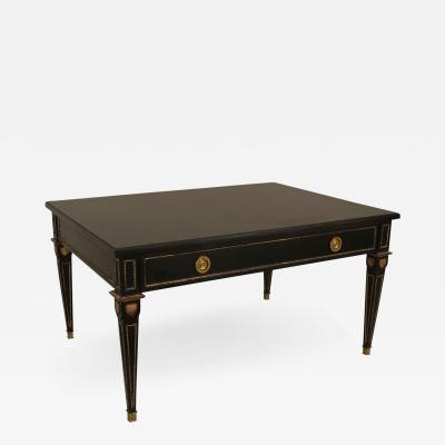 Maison Jansen 2 French 1940s Ebonized and Gilt and Bronze Trimmed Rectangular Coffee Tables