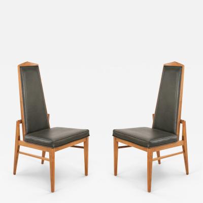 Maison Jansen 4 Mid Century Foster Mcdavid Black Vinyl Dining Chairs