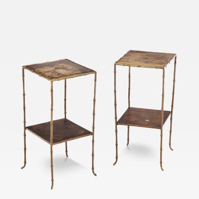 Maison Jansen A Rare Pair of French Bronze Faux Bamboo Tables manner of Maison Jansen 