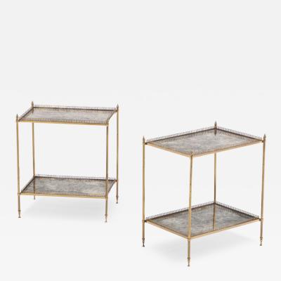 Maison Jansen A pair of French brass and mirrored tables in the manner of Jansen C 1945 