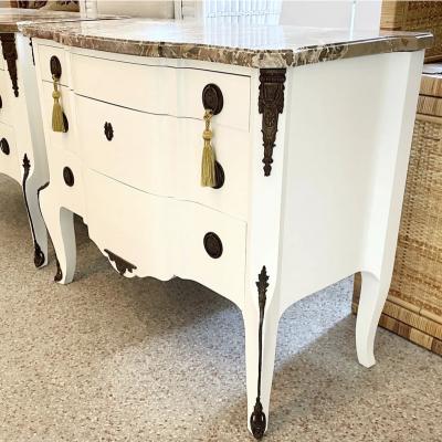 Maison Jansen Antique Maison Jansen French Commodes With Original Marble Tops a Pair