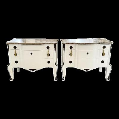 Maison Jansen Antique Maison Jansen French Commodes With Original Marble Tops a Pair